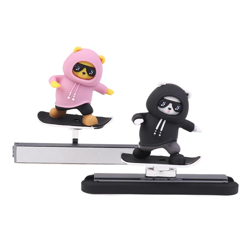 1Pc Cartoon Cute Doll Center Console Moving Bear Auto Interior Decoration Car Automatic Sliding Skateboard Bear Ornaments