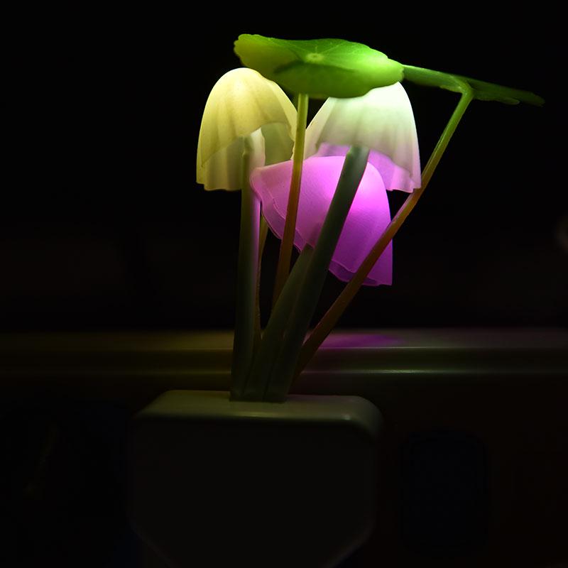 Romantic Led Night Light Mushroom Sensor Plug-In Wall Lamp Home Decor