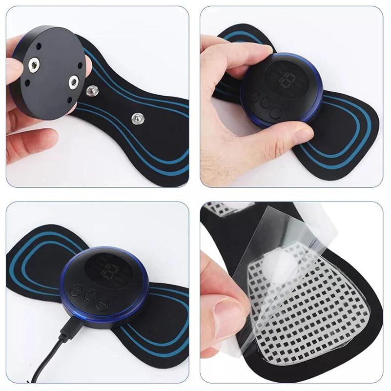 Portable Neck Massager EMS Muscle Stimulator Electric Cervical Massage Patch Low Frequency Pulse Massage Pads Pain Relief Tool