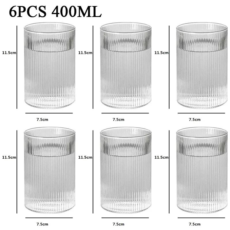 1/2/4/6pcs Vertical Pattern Cup Creative Japanese Glass Wine Juice Drink Coffee Handmade Clear Drinkware Shot Glasses Whiskey