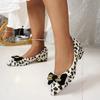 Women's High Heels Pointed Toe Leopard Print Square Heel Women's Shoes Outdoor Sexy Elegant Bow Fashion Banquet Zapatos Mujer