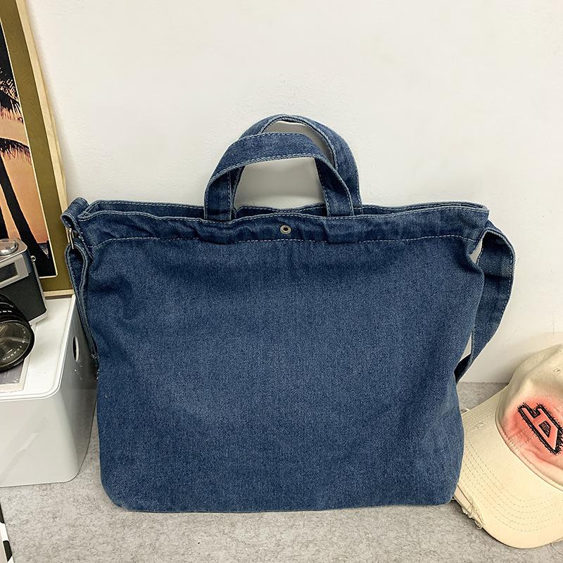 

Вместительная ленивая джинсовая сумка, новая нишевая сумка через плечо, универсальная сумка-тоут под мышкой темно-синий