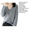 Women Knitting Sweater V-Neck Long Sleeve Button Down Sweater Cardigan Solid Color Loose Fit Crochet Texture Coat