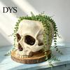 Unique Niche Decoration Halloween Retro Skull Planter, Spooky Gothic Human Head Flower Pot, Themed Art Skeleton Candy Bowl for Tabletop Home