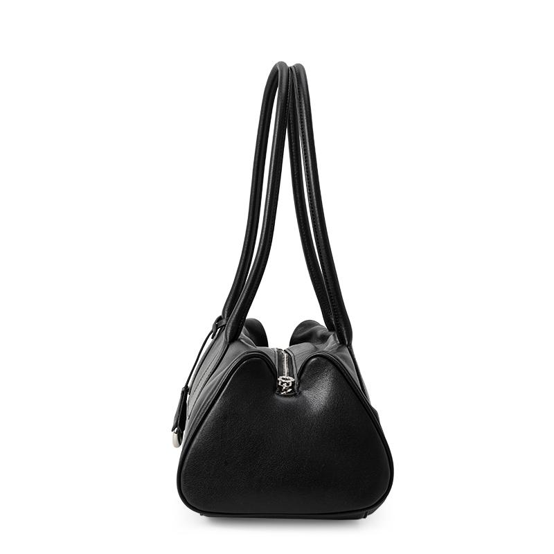 Genuine leather cowhide women's shoulder bag, armpit bag, casual commuter handbag, storage bag, bowling bag, pillow bag
