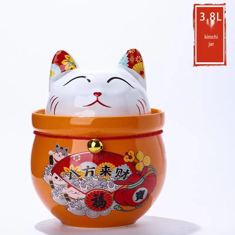Wei Na Ceramic Maneki-Neko Multipurpose Storage Jar