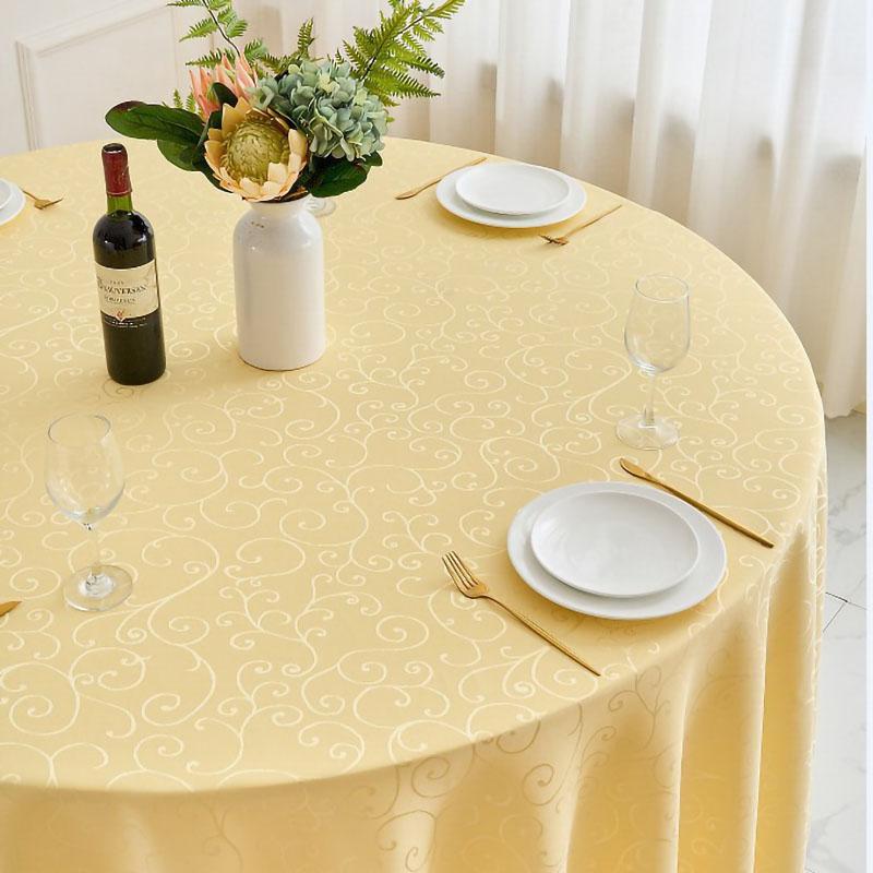 Polyester Jacquard Tablecloth Hotel Wedding Banquet Party Decoration Round White dustproof Table Covers for table Home Decor