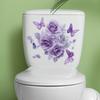 Elegant Purple Flowers and Butterfly Toilet and Wall Sticker Set Waterproof Self-Adhesive Decal for Bathroom WC Decoration