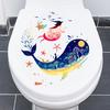 Toilet Sticker Strong Adhesive Vibrant Color Cartoon Pattern Wall Decal Home Bathroom Decoration