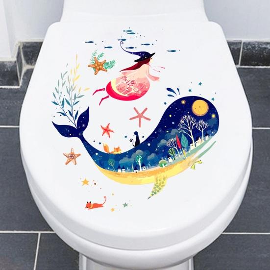 Toilet Sticker Strong Adhesive Vibrant Color Cartoon Pattern Wall Decal Home Bathroom Decoration