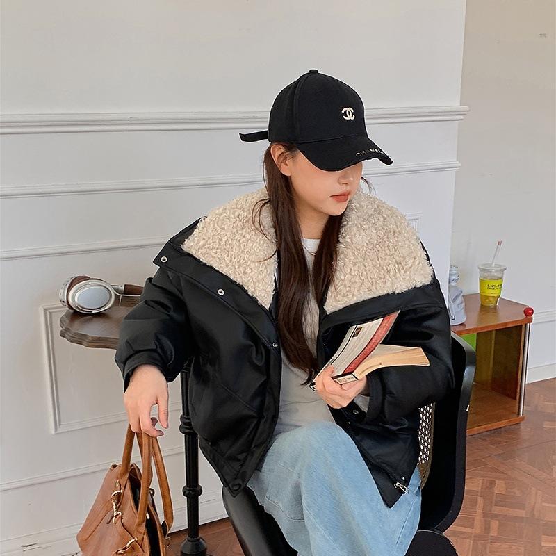 

Новая универсальная одежда из овчины с хлопковой подкладкой, женская короткая одежда из овечьей шерсти и пуха с хлопковой подкладкой, зимняя куртка с лацканами и хлопковой подкладкой M чёрный