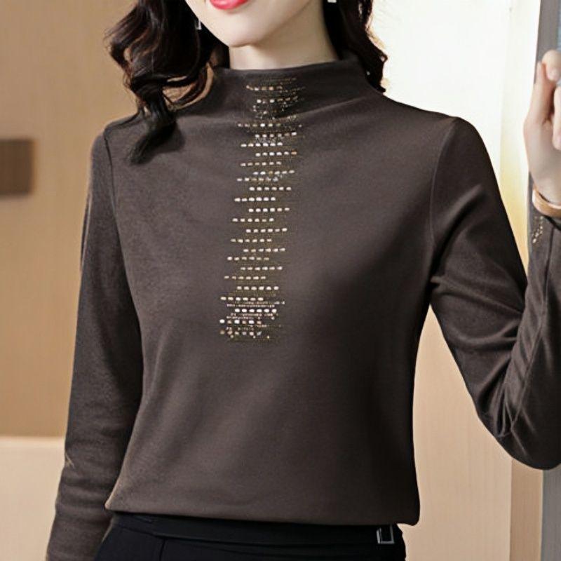 

Double-Sided Fleece Velvet Turtleneck Slim Fit Women s Long-Sleeve Top 2XL (120-135 jin) кавовий