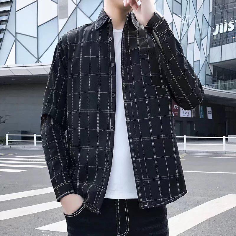 Men’s Trendy Retro Plaid Shirts - Korean & Hong Kong Style Casual Jackets