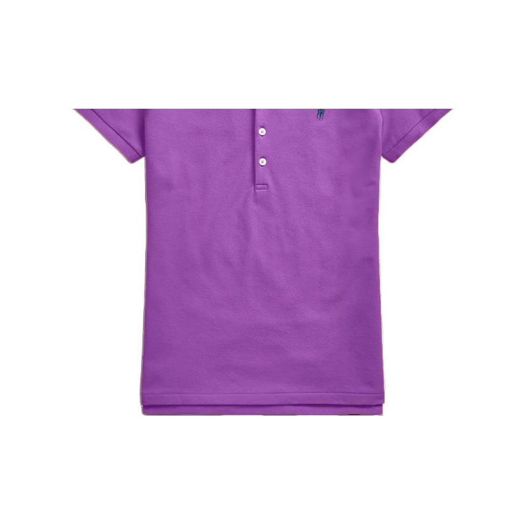 Polo Ralph Lauren SS22 Solid Color Logo Embroidered Single-Breasted Casual Short Sleeve Polo Shirt Women tops Purple WMPOKNINCU20314