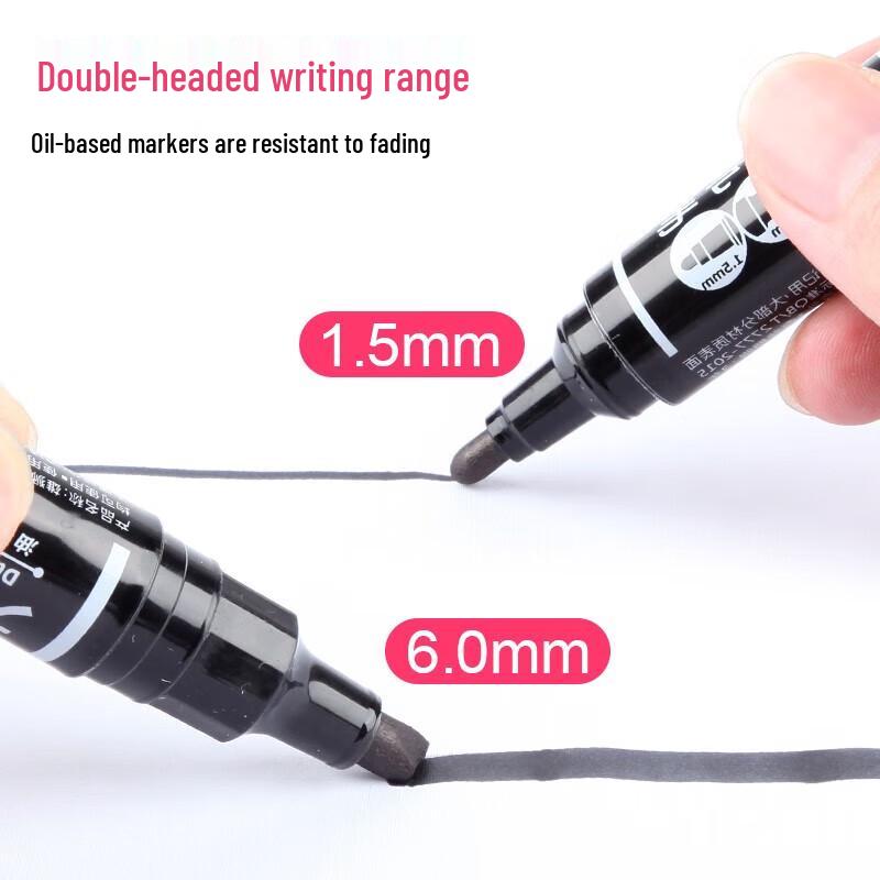 Lion Dual-Tip Black Marker Pen, 12-Pack