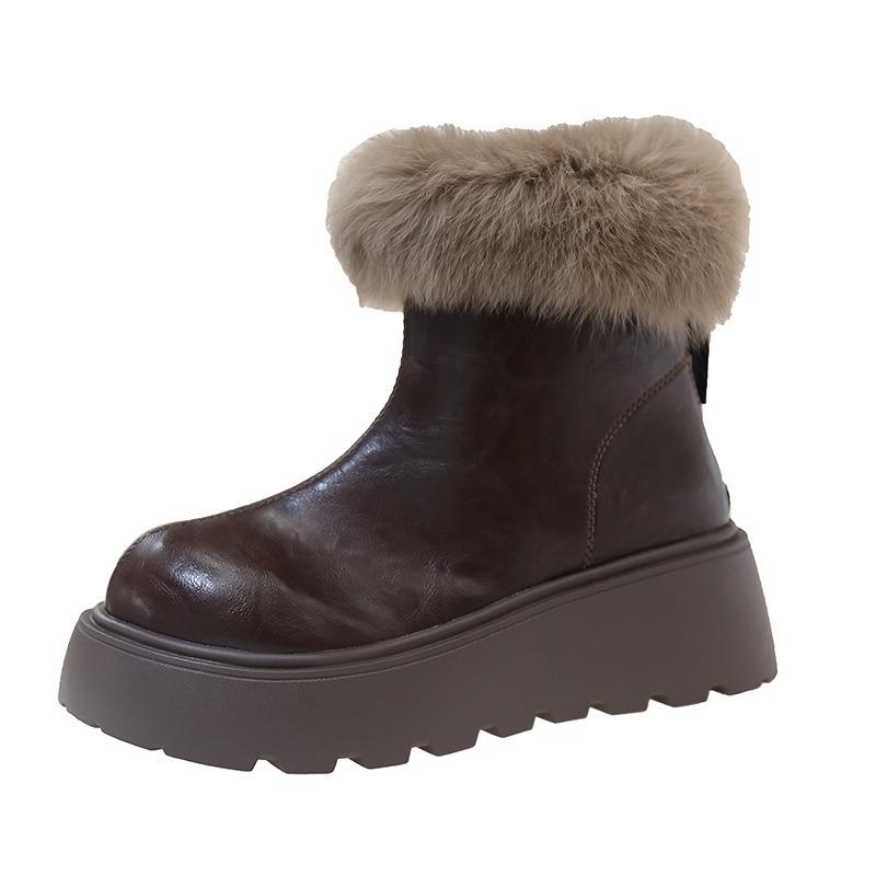Mao Mao Short Boots Thick-soled Fur Integrated Snow Boots Winter New Piled Thickened Warm Cotton