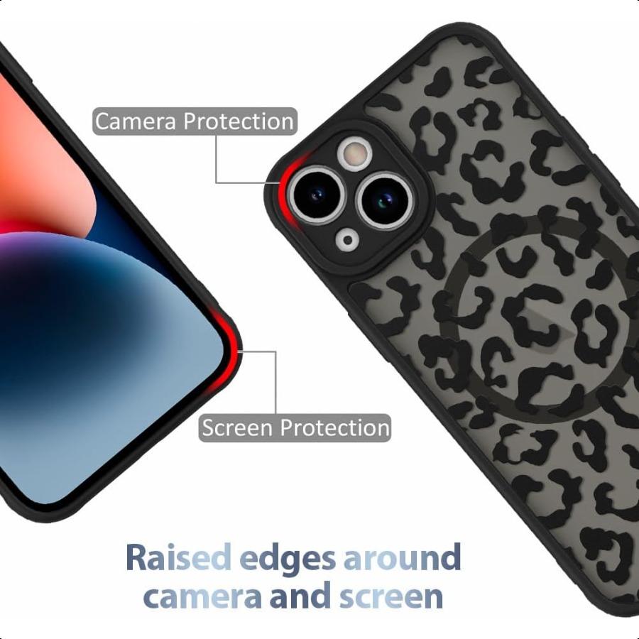 

AIGOMARA Чехол для iPhone 13 [Совместимый с MagSafe] Чехол с дизайном черного леопардового узора для женщин, девушек, мужчин, мягкий TPU бампер Har United States