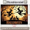 Party Backdrop Halloween Flat Witch Pumpkin Silhouette Winter Parties Weddings Birthdays Event Photo Background Front Door Decor
