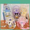 Chuhe Cartoon Plastic Straw Cup Large Capacity Leak-proof Purple Color 820ml