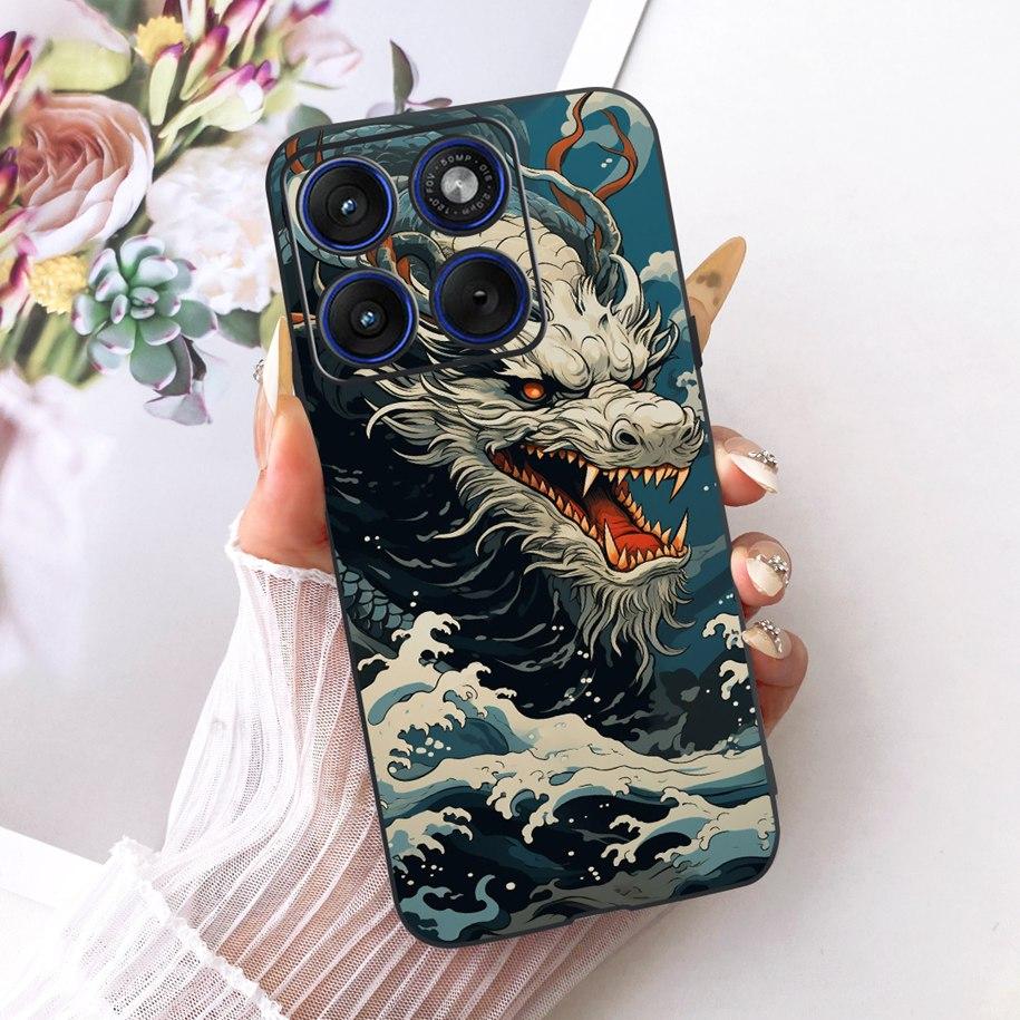 6.7" For Motorola Edge 70 Phone Case Luxury Dragon Cartoon Cover Soft Black Silicone Shell For Motorola Edge70 Moto X70 Air Etui