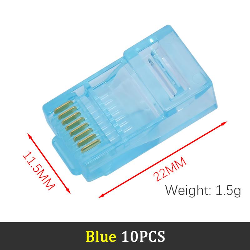 LIZAO 10PCS RJ45 Ethernet Cable Module Plug Network Connector Cat6 Color Cat5e Gold-plated Cable