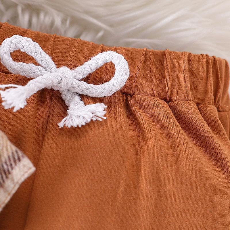 Kariertes Farbverlaufs-Kapuzenshirt und Strampler mit langen Hosen für Kinder - Herbst-/Wintermode