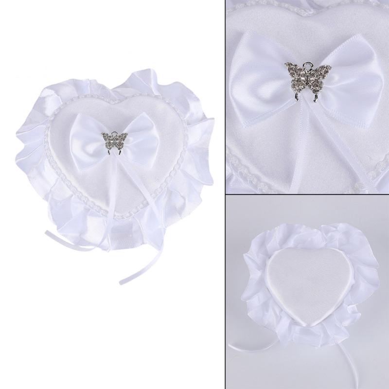 Wedding Rings Holder With Pearls Decors Soft Padding Bride Rings Box For Bridal Essential Ceremony Rings Organizer Case