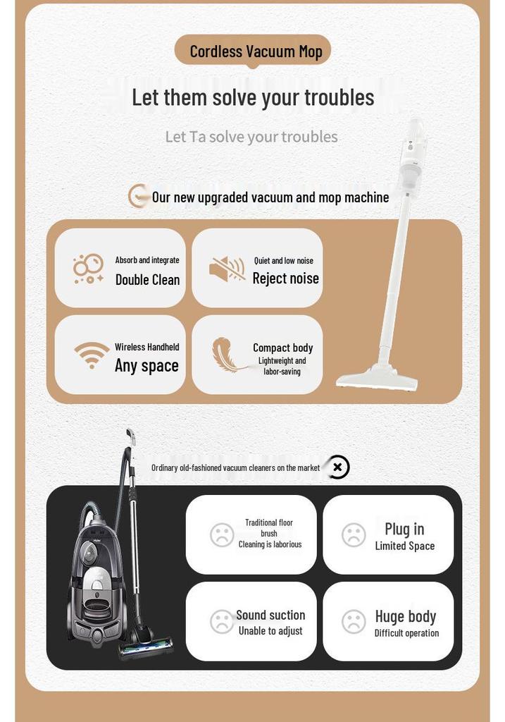 Portable Wireless Vacuum and Mopping Machine - Handheld and Integrated Cleaning Device for Home