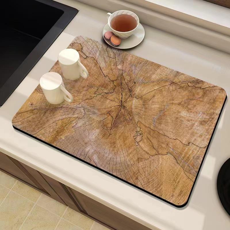 Holzmaserung Abtropfmatte Küche Rutschfest Abtropfen Kaffee Geschirr Trocknen Schnelltrocknend Badezimmer Abtropfmatte Tischset Dekoration