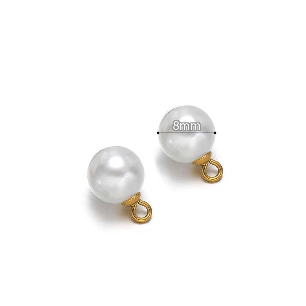 20pcs Imitation Pearl with Stainless Steel Caps 8mm 10mm Charms for Jewelry Earrings Making DIY Necklaces Pendants Wholesale