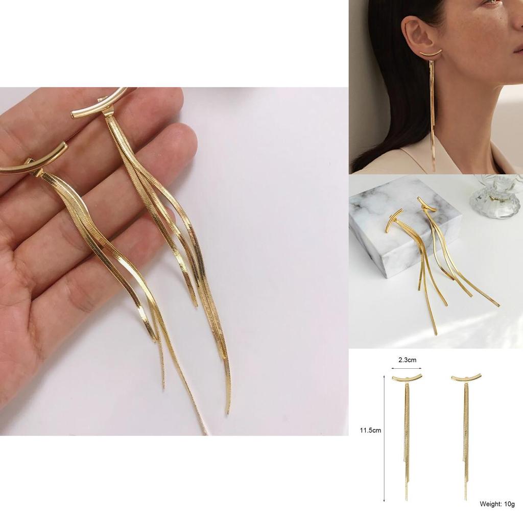 Elegant Metal Drop Earrings With Snake Bone Chain For Fashionforward Unisex Jewelry