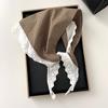 Fashion Lace Padded Headscarf Plaid Design Linen Fabric Hairband Scarf Cotton Material Triangle Scarf Women's