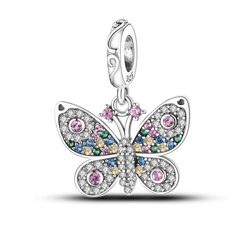 925 Sterling Silver Glow Firefly Butterfly Charms Fit Módní Originální náramky Dragonfly Bee Hmyz korálky Vlastní výroba šperků