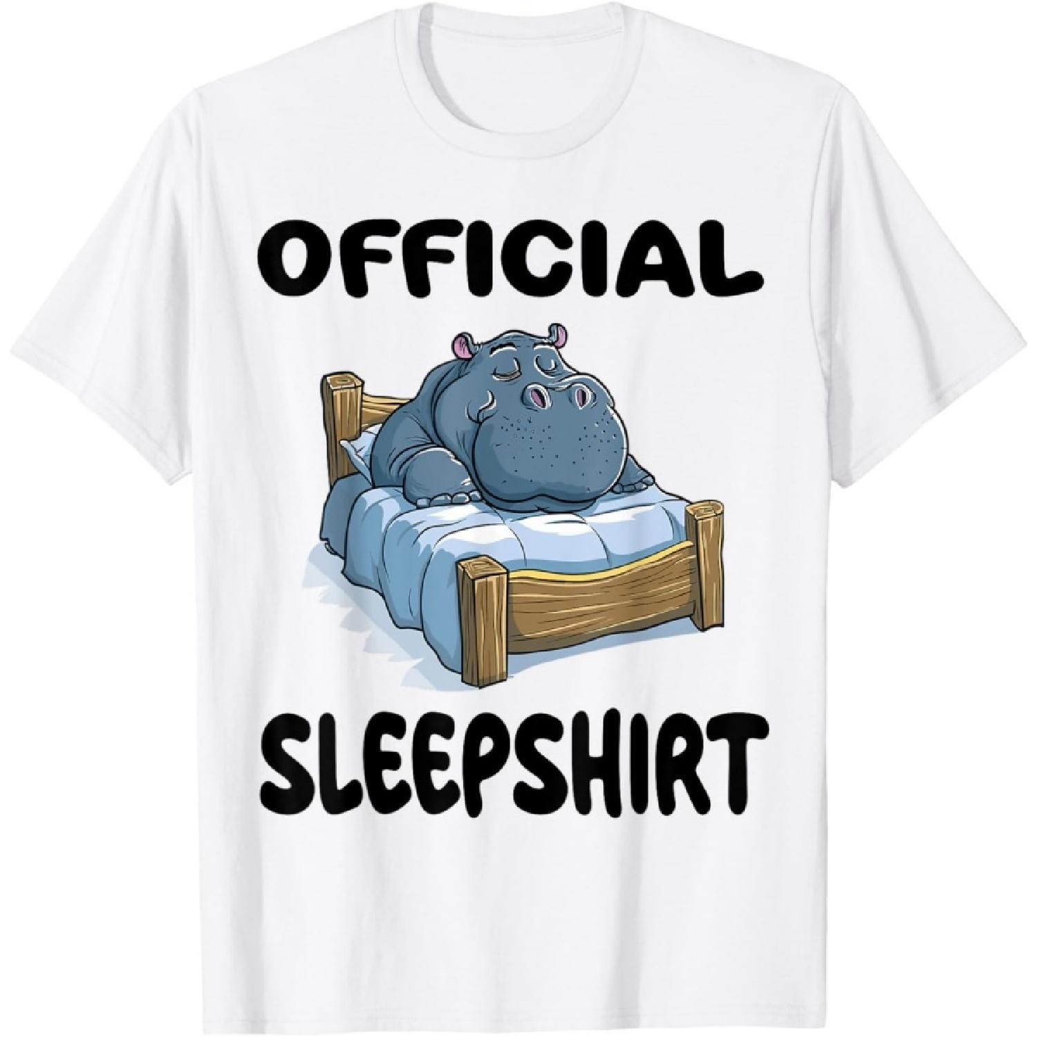 Бегемот Гиппо Животное Официальная ночная рубашка Пижама Футболка S
