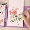 Travel Watercolor Painting Kit Portable Gouache Book Tri-Fold Design Pad Set with Art Creation 12 Color Grids Ergonomic Brush Stress Relief All-in-one