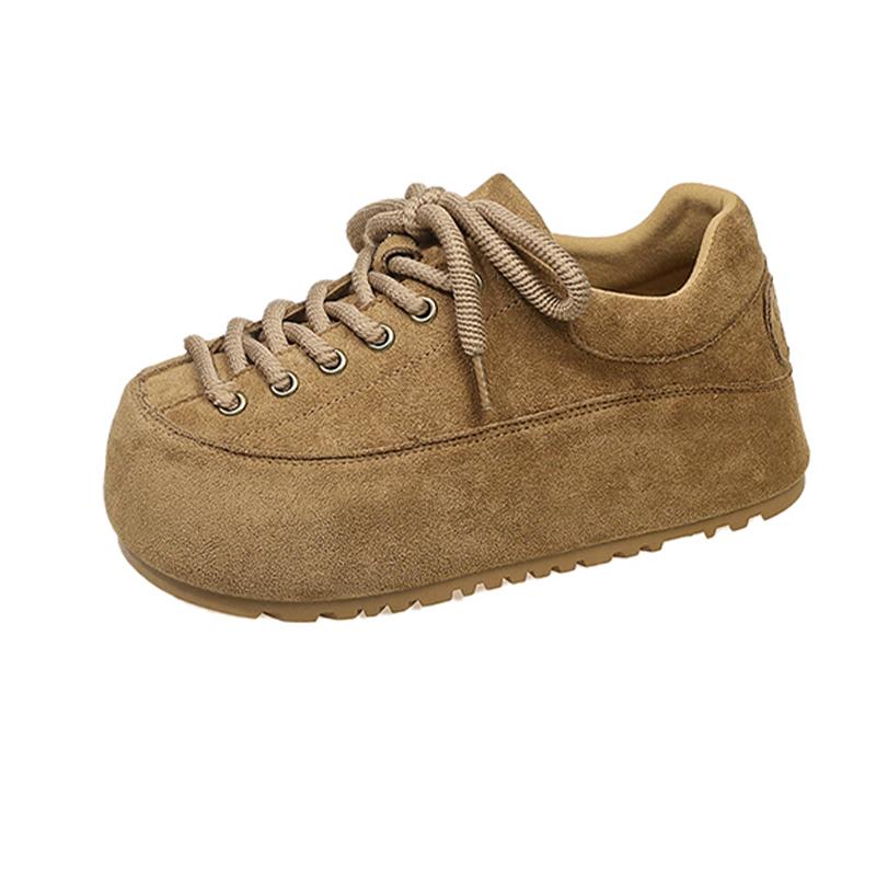 Fashion Flats Women Loafers Shoes Lace Up Suede Designer Sport Shoes 2025 Fashion Casual Woman Sneakers Autumn New Zapatillas De Mujer