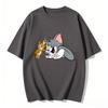 2026 New Tom Jerry Print Tshirt Casual Loose Couple Family Matching Outfits Short Sleeve Cotton Tee Summer Streetwear Tops Y2k