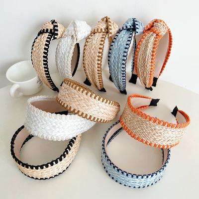 Elegante Donna Trecce Nastro di Pelliccia Fasce Annodate per Femminile Casual Shopping Spiaggia Viaggio Copricapo Ampio Cerchio per la Testa Adulto