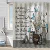 Bathroom Waterproof Curtain Digital Printing Plant Vase Shower Curtain Non-Punching Toilet Partition Curtain Shower Cloth