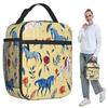 Frische Blume Wildpferd Muster Isolierte Lunchtasche für Kinder Schul-Kühltasche Thermische Lebensmittelbox Tragetasche Auslaufsicherer Lunchbox-Behälter