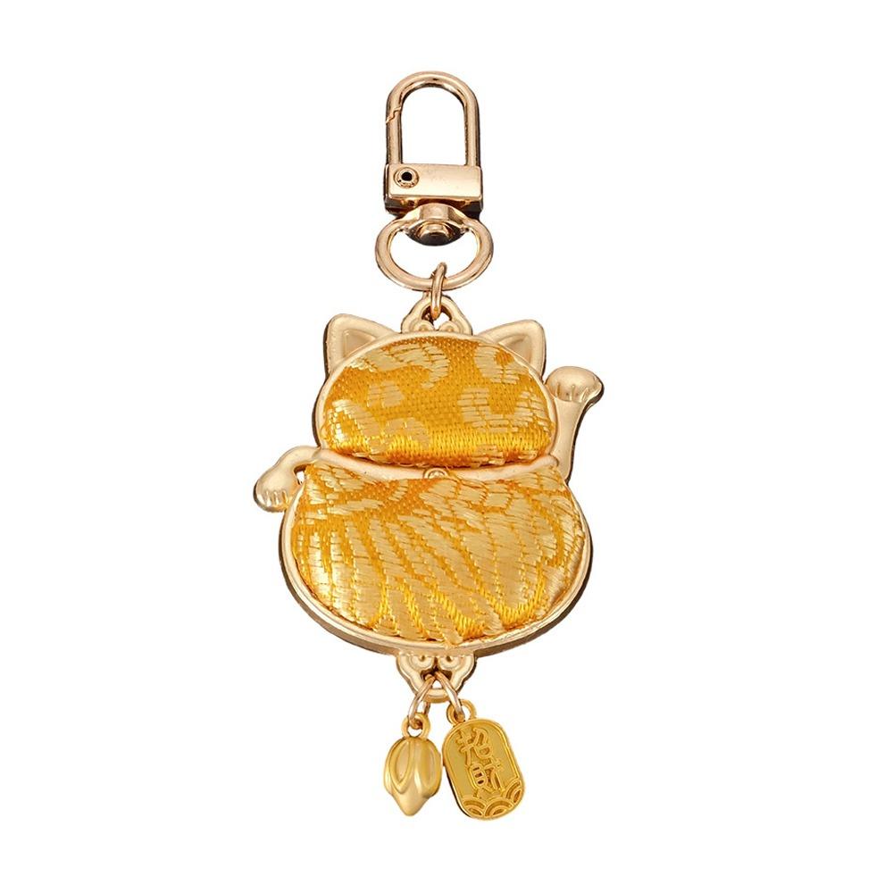 Metal Little Cat Small Keychain Double-sided Retro Lucky Keychain Lucky Cat Keychain Bag Pendant