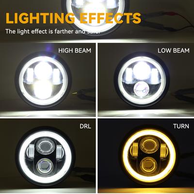6.5" Motorcycle Led Headlight Universal Round Head Light 12V For Harley Sportster Cafe Racer Chopper Bobber Honda Yamaha Suzuki