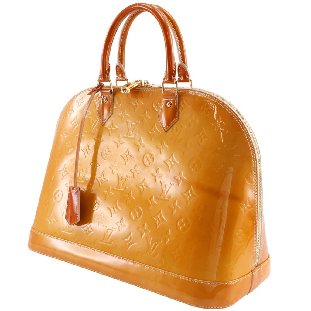 LOUIS VUITTON Alma GM Handbag yellow Monogram Vernis Women Used