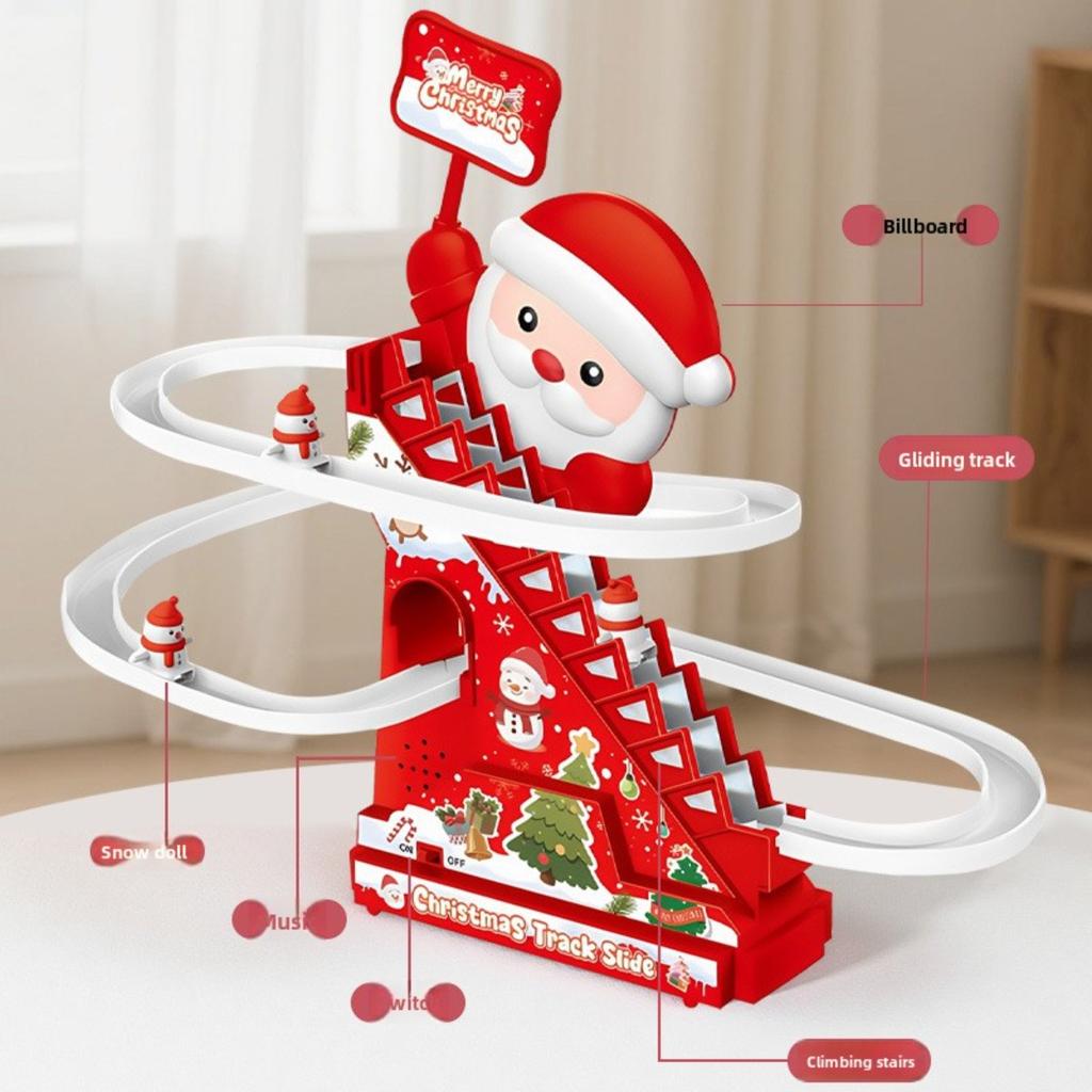 Santa Claus Gift Assembly Electric Track Climbing Stairs Lighting Music Puzzle Children's Christmas Toys
