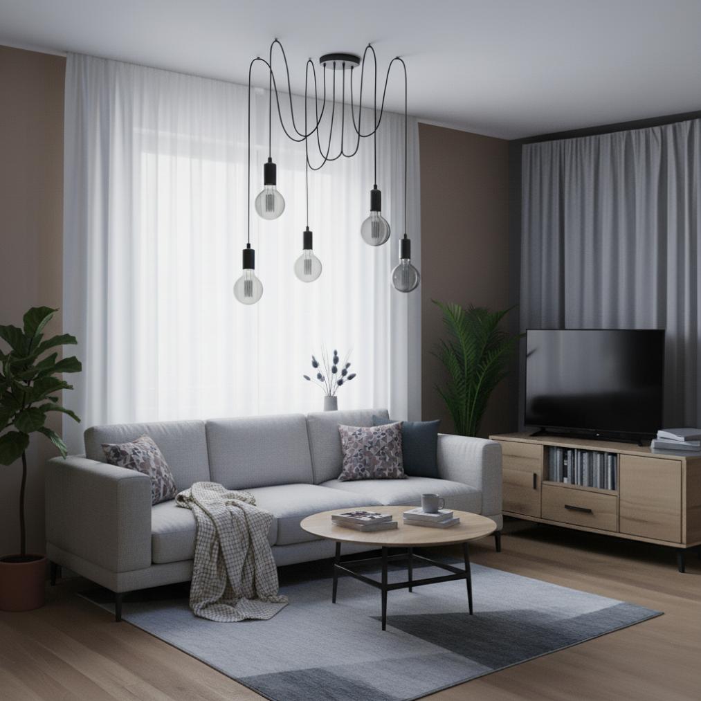 Pendant Ceiling Lamp Arane Spider 5 Arms For Led 5X E27 Lumiled