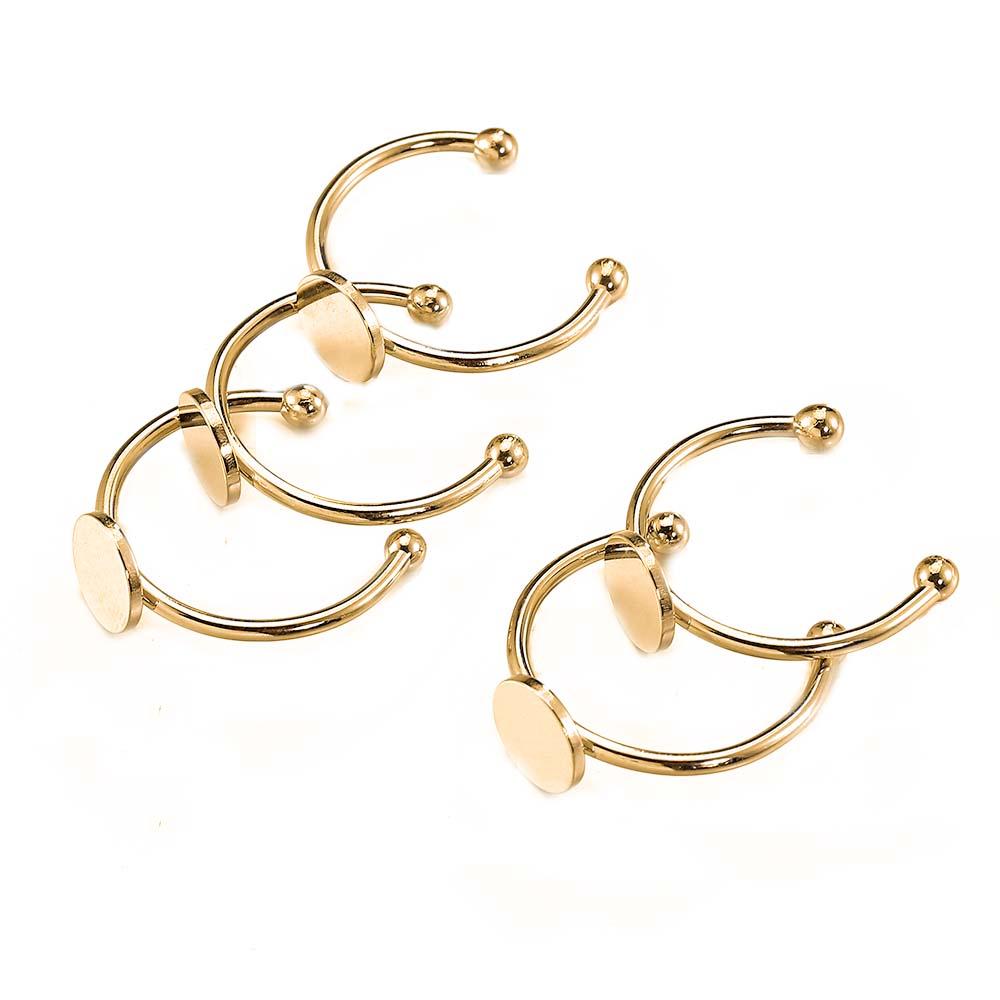 5/10 Stück Edelstahl Verstellbare Ringfassungen 6/8/10/12mm Rund Flach Leere Basis Glas Cabochons Ringfassung DIY Schmuckherstellung