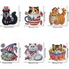 6pcs 2D/flat Acrylic DIY Independence Day Design Diamond Art Fridge Magnet Kit Refrigerator Mailbox Home Decoration DIY Crafts