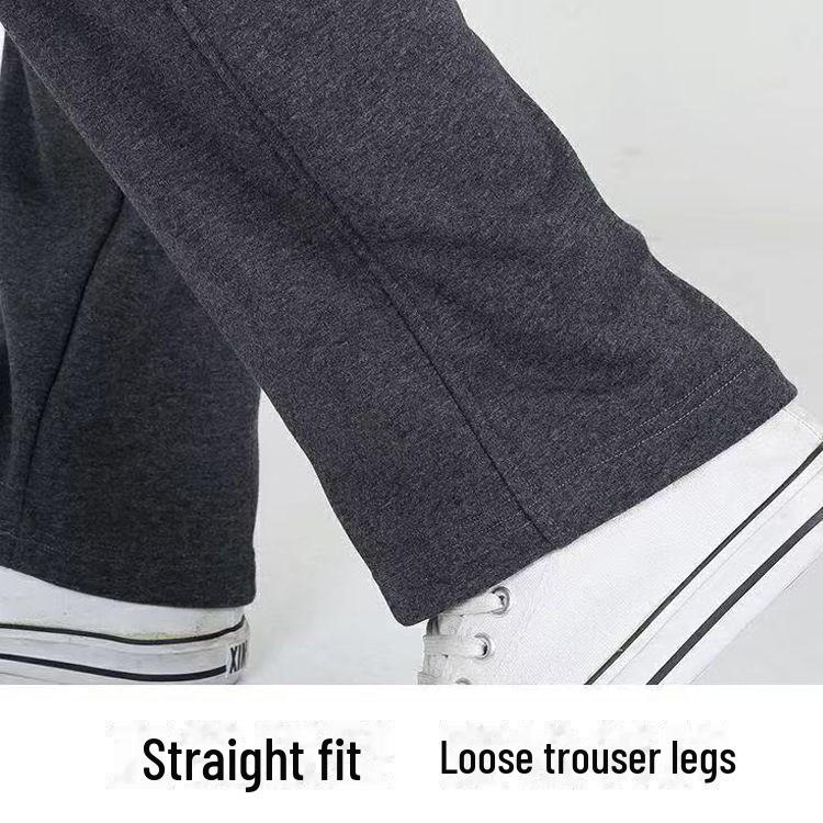 Men's Thickened Warm Straight-Leg Casual Trousers for Autumn and Winter