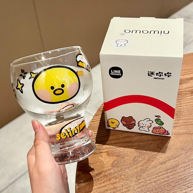 Minini Brown Bear Glass Water Cup 2025 New Summer Beer Cup Large Capacity Juice Milk Coffee Cup Female