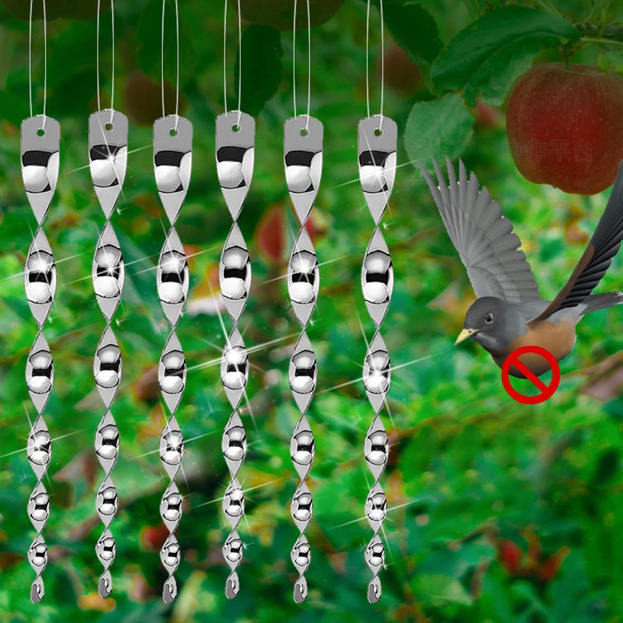 10-Pack Bird Deterrent Reflective Spiral Rods for Garden & Orchard
